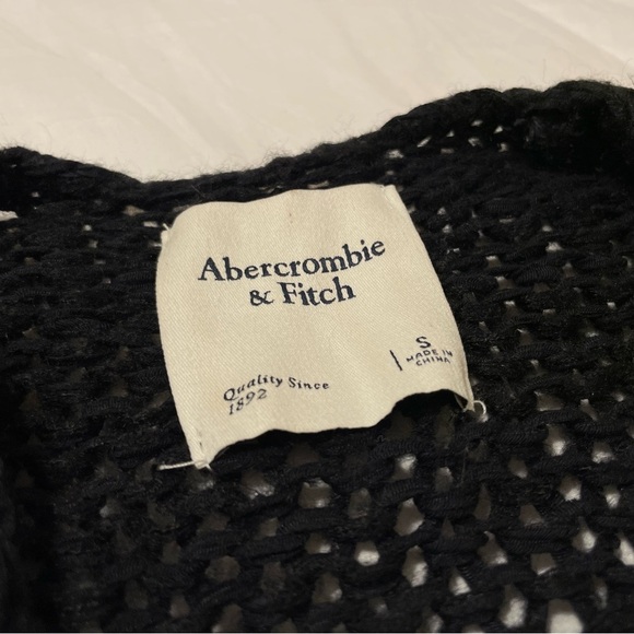 Abercrombie & Fitch black loose sweater open knit cardigan size S - Picture 2 of 6